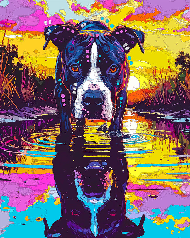 The Summer Marsh Reflection Pittie Mini Print (Ltd. Edition) (063026)