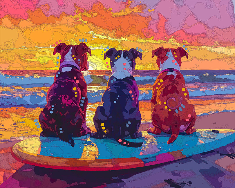The Sunset Surfboard Pit Pups Mini Print (Ltd. Edition) (081226)