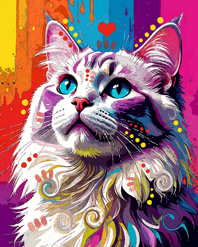 The Thoughtful White Longhair Mini Print (Ltd. Edition) (081925)