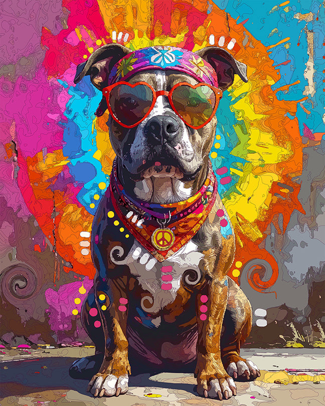 The Tie-Dye Hippie Pittie Mini Print (Ltd. Edition) (080626)