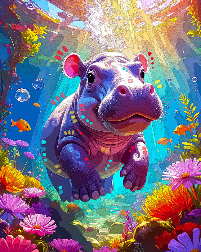 The Underwater Garden Hippo Mini Print (Ltd. Edition) (072825)