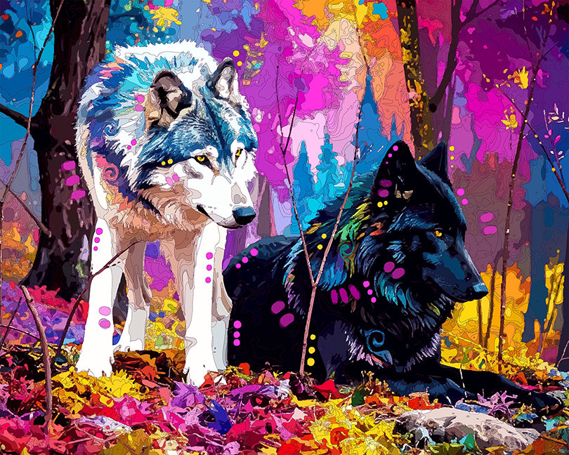 The White And Black Wolves Mini Print (Ltd. Edition) (072925)
