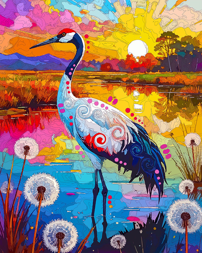 The Wishing Marsh Crane Mini Print (Ltd. Edition) (080526)