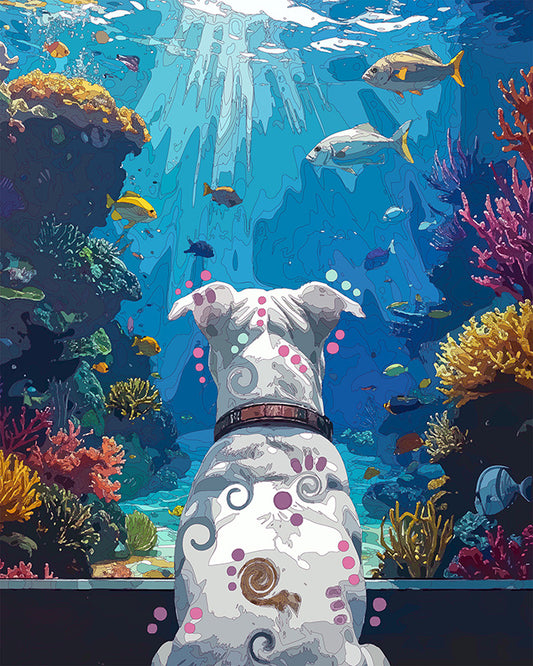 The Aquarium White Pittie Mini Print (Ltd. Edition) (081326)