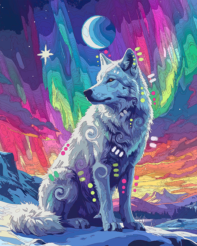 The Aurora Venus Moon Arctic Wolf Mini Print (Ltd. Edition) (091026)