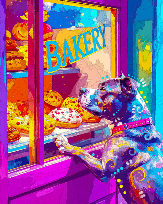 The Bakery Window Pittie Mini Print (Ltd. Edition) (090425)