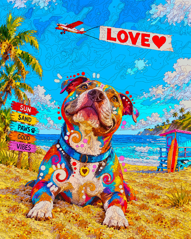 The Banner Plane Beach Pittie Mini Print (Ltd. Edition) (092126)