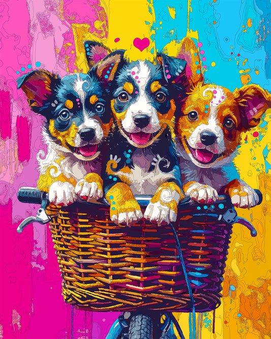 The Basket Rider Pups Mini Print (Ltd. Edition) (092525)