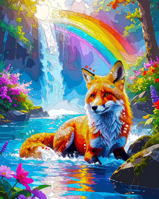 The Bathing Rainbow Fox Mini Print (Ltd. Edition) (082825)
