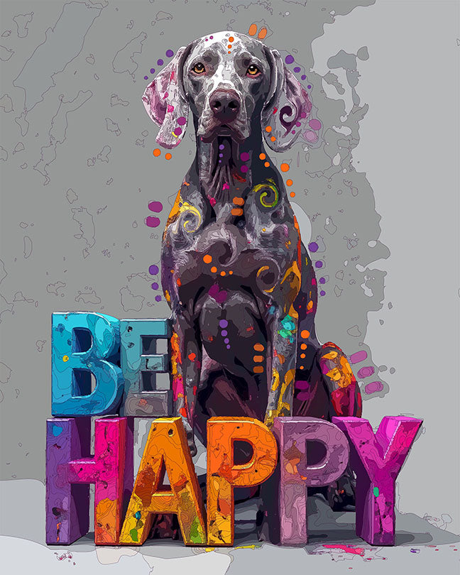 The Be Happy Weim Mini Print (Ltd. Edition) (012826)