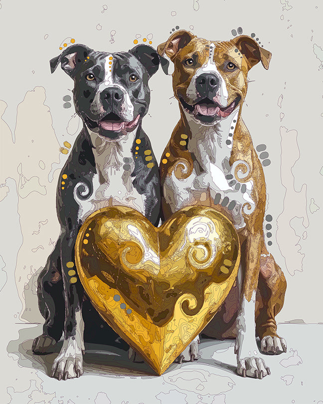 The Big Golden Heart Pitties Mini Print (Ltd. Edition) (112825)