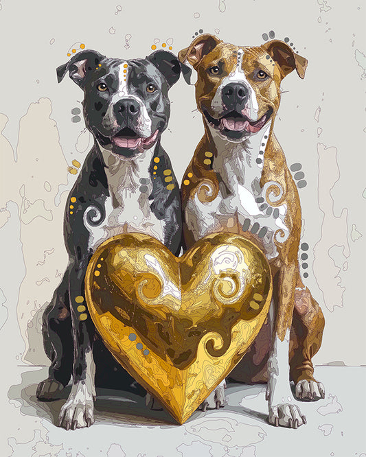 The Big Golden Heart Pitties Mini Print (Ltd. Edition) (112825)
