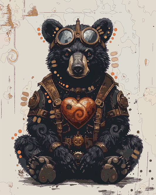 The Big Heart Steampunk Black Bear Mini Print (Ltd. Edition) (123025)