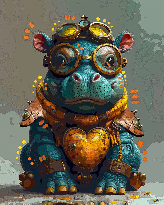 The Big Hearted Steampunk Hippo Mini Print (Ltd. Edition) (122225)
