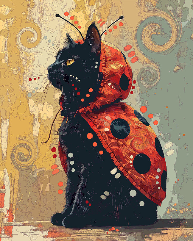 The Black Cat Ladybug Mini Print (Ltd. Edition) (061026)