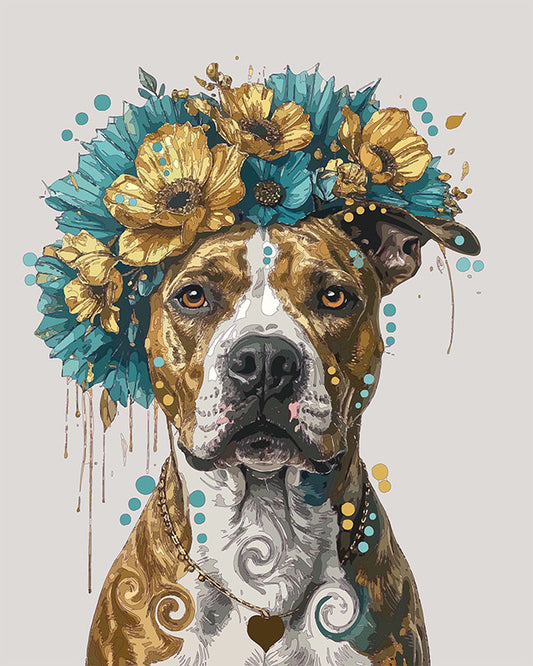 The Blooming Blue Pittie Mini Print (Ltd. Edition) (013026)