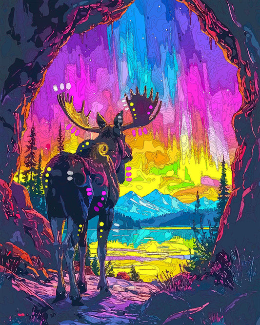 The Cave Moose Northern Lights Mini Print (Ltd. Edition) (031326)