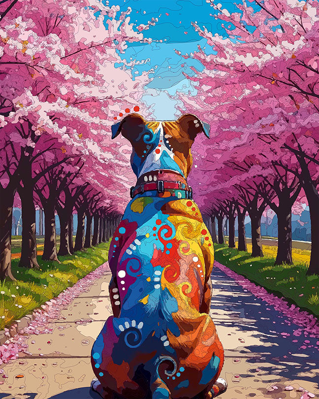 The Cherry Blossom Path Pittie Mini Print (Ltd. Edition) (032426)