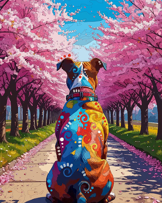 The Cherry Blossom Path Pittie Mini Print (Ltd. Edition) (032426)
