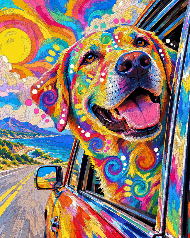 The Coastal Ride Look Back Lab Mini Print (Ltd. Edition) (091526)