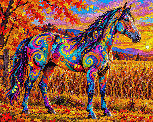The Colorful Fall Quarter Horse Mini Print (Ltd. Edition) (100226)