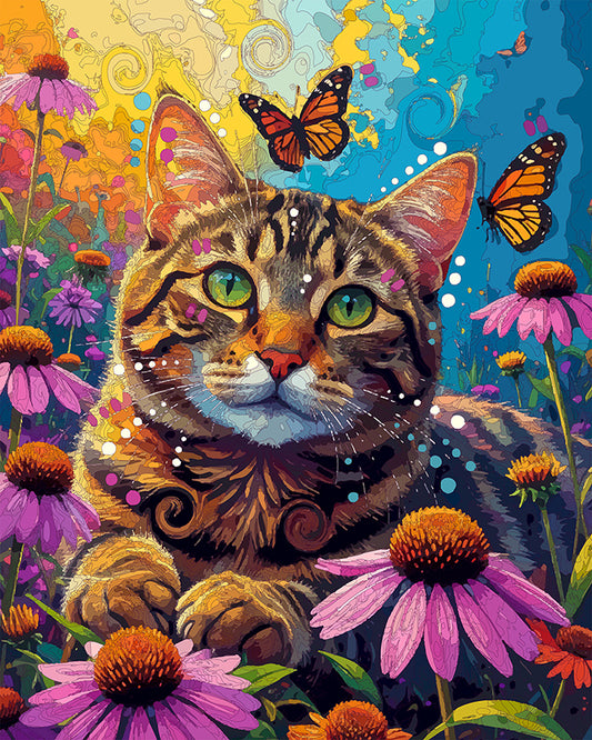 The Cone Flower Garden Tabby Mini Print (Ltd. Edition) (070826)