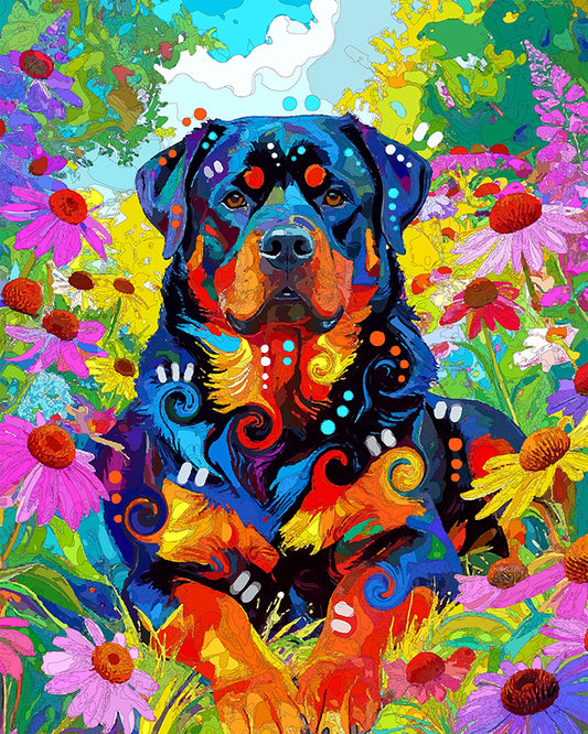The Coneflower Garden SERIES Rottie Mini Print (Ltd. Edition) (090226)