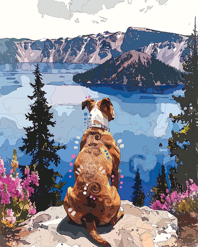 The Crater Lake View Pittie Mini Print (Ltd. Edition) (072726)