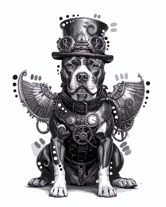The Deco Wing Steampunk Pittie Mini Print (Ltd. Edition) (052626)