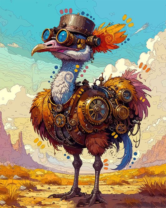 The Desert Steampunk Ostrich Mini Print (Ltd. Edition) (040226)