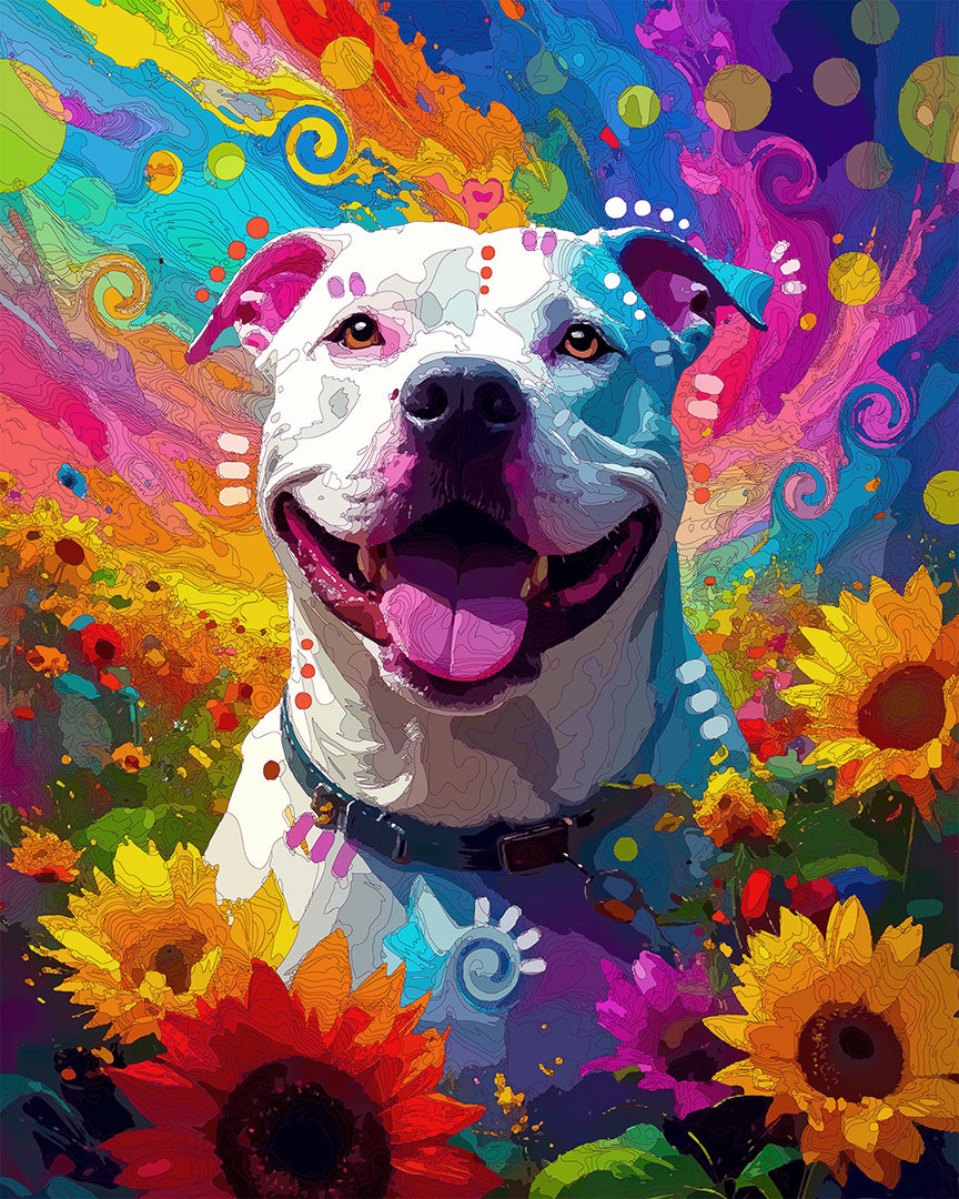 The Dreamy White Sunflower Pittie Mini Print (Ltd. Edition) (071625)