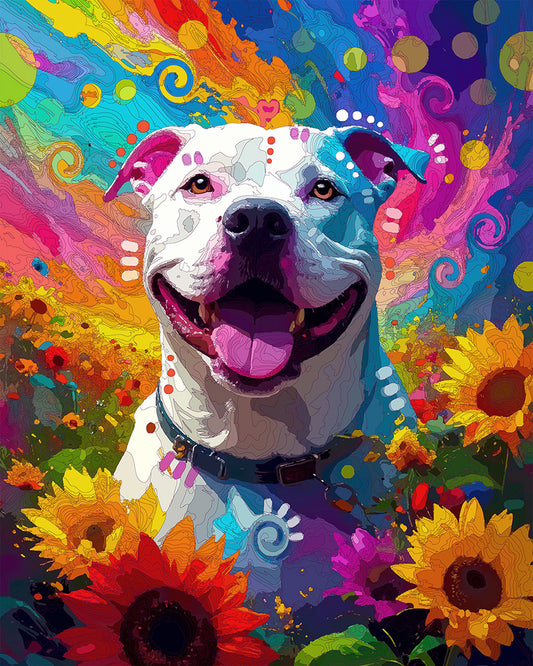 The Dreamy White Sunflower Pittie Mini Print (Ltd. Edition) (071625)