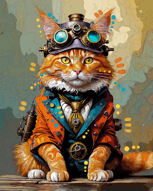 The Elaborate Orange Tabby Steampunk Mini Print (Ltd. Edition) (032626)