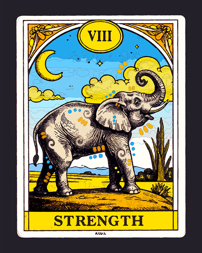 The Elephant Strength Tarot  Mini Print (Ltd. Edition) (081125)