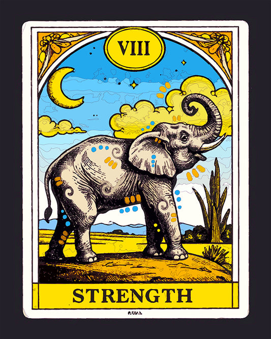 The Elephant Strength Tarot  Mini Print (Ltd. Edition) (081125)