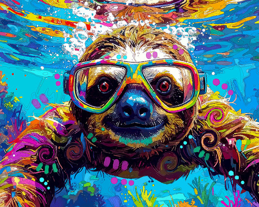 The Excited Sloth Diver Mini Print (Ltd. Edition) (051426)