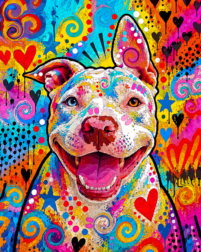 The Excited White Pittie Mini Print (Ltd. Edition) (092126)