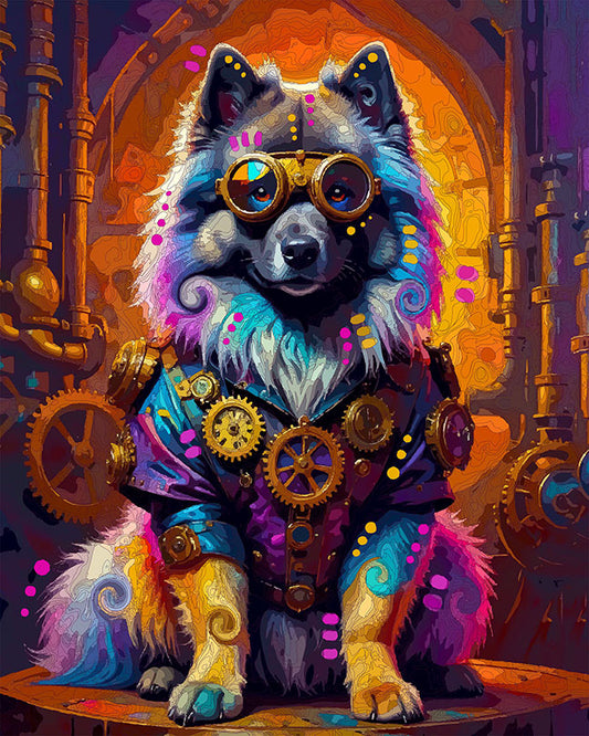 The Fancy Steampunk Keeshond Mini Print (Ltd. Edition) (040326)
