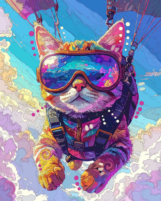 The Fearless Skydive Cat Mini Print (Ltd. Edition) (042826)