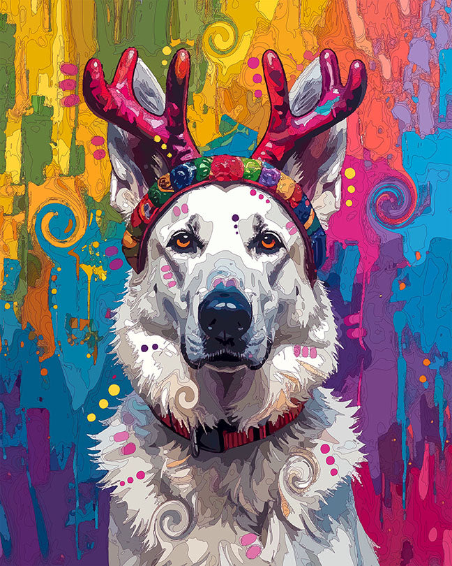 The Festive White Shep Mini Print (Ltd. Edition) (121225)