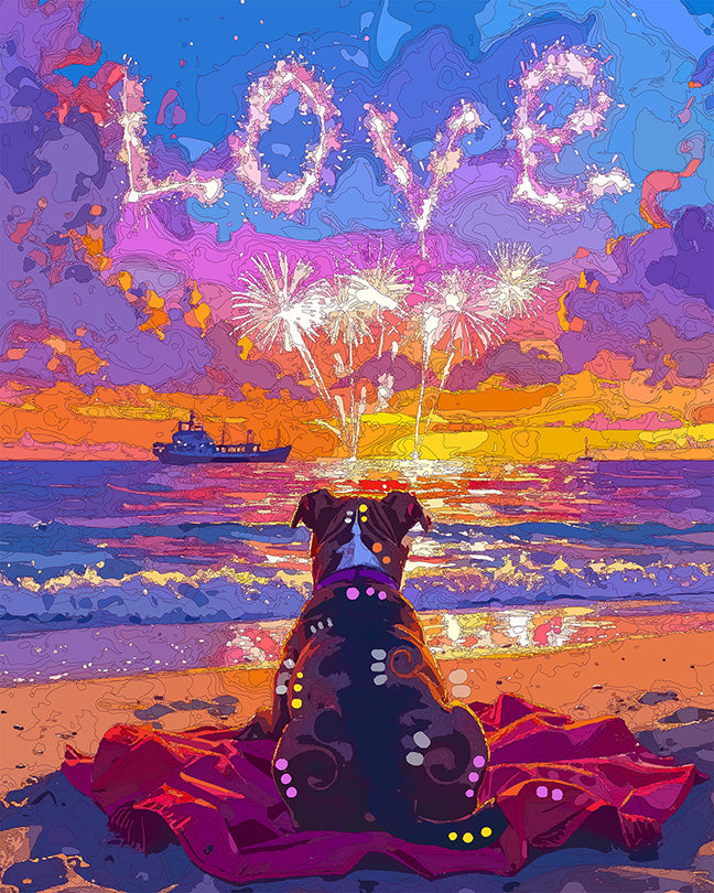 The Fireworks Of Love Pittie Mini Print (Ltd. Edition) (081926)