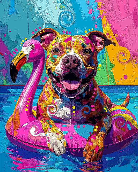 The Flamingo Float Pittie Mini Print (Ltd. Edition) (041726)