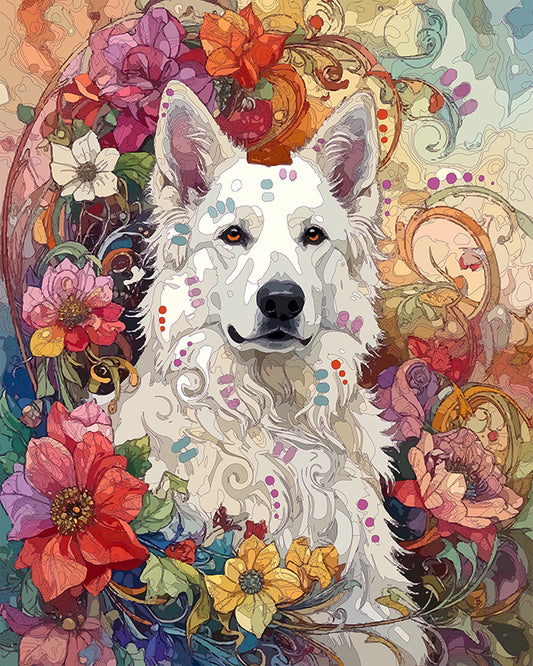 The Flower Sitter White Shep Mini Print (Ltd. Edition) (010926)