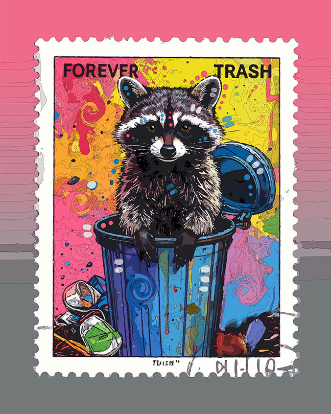 The Forever Trash Panda Stamp Mini Print (Ltd. Edition) (060526)