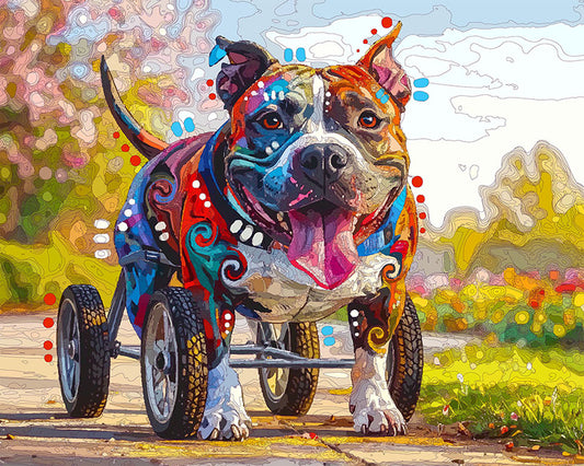 The Four Wheeling Pittie Mini Print (Ltd. Edition) (050626)