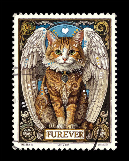 The Furever Angel Cat Stamp Mini Print (Ltd. Edition) (011226)