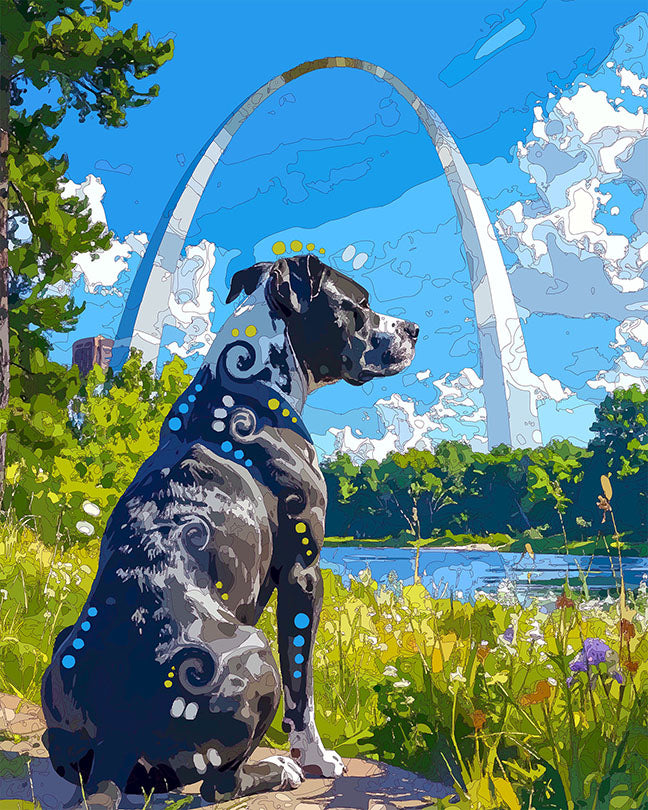 The Gateway Arch View Pittie Mini Print (Ltd. Edition) (081126)
