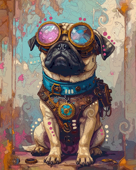 The Gazing Steampunk Pug Mini Print (Ltd. Edition) (031826)