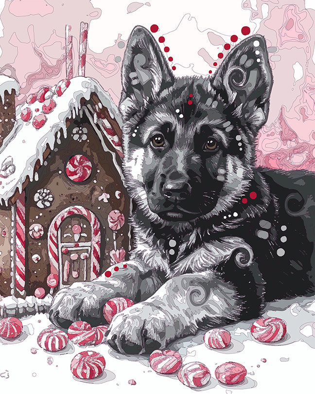 The Gingerbread Shep Pup Mini Print (Ltd. Edition) (120925)