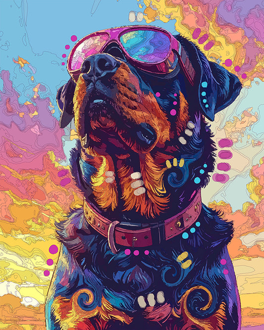 The Goggle Rottie Sun Worship Mini Print (Ltd. Edition) (020326)